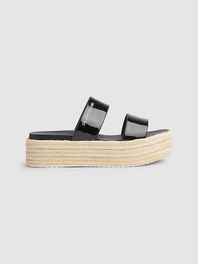 Calvin Klein Cipők HU546908 | Calvin Klein Bőr Női Platform Szandál Fekete